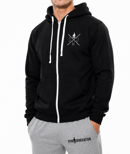 Zip Hoodie mit Kängurutaschen, seitlich getragen