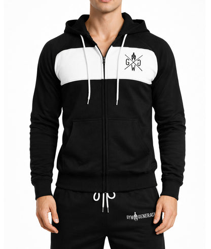Fitness Hoodie mit Reißverschluss am Model, Frontansicht