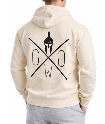 Fitness Hoodie in Off-White, seitliche Rückansicht