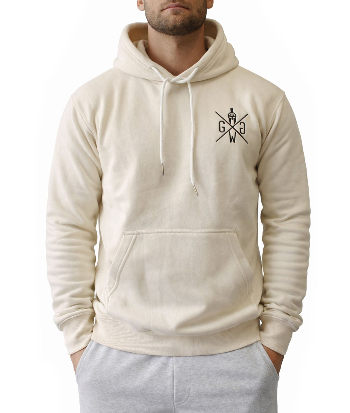 Gym Pullover für Herren in Off-White, Frontansicht