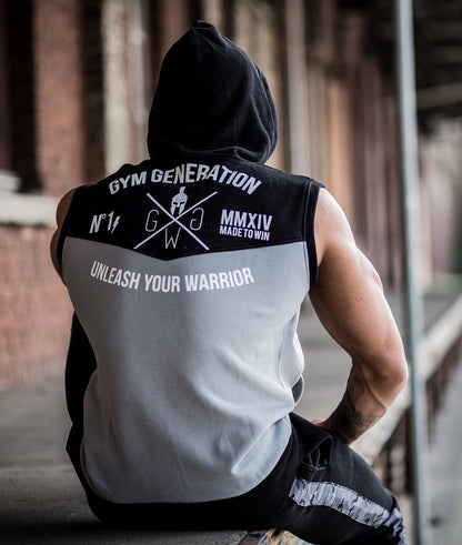 Großer Rückenprint auf dem ärmellosen Gym Hoodie