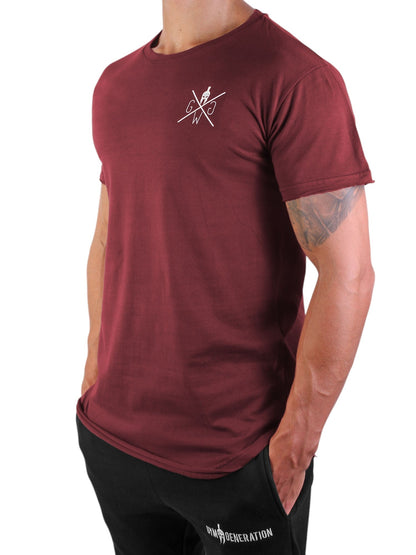 Weinrotes Trainingsshirt für Herren in der Seitenansicht