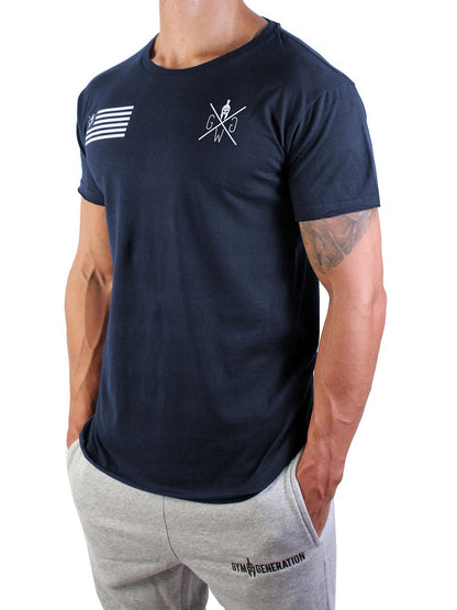 Navyblaues Gym Shirt in der Seitenansicht