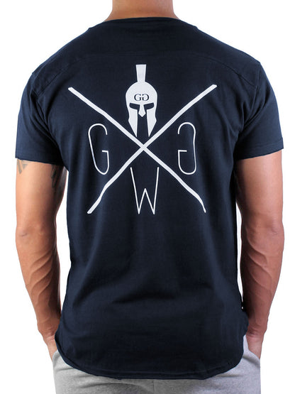 Gym T-Shirt in Navy mit Logo und Flaggen-Element auf der Brust