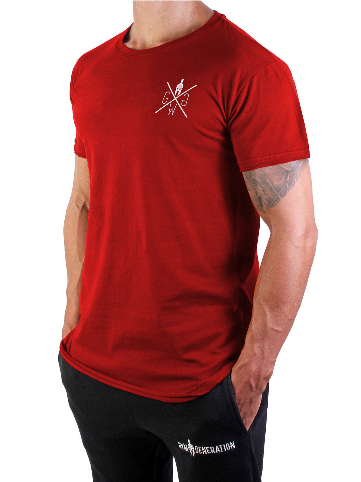 Rotes Fitness T-Shirt in der Seitenansicht
