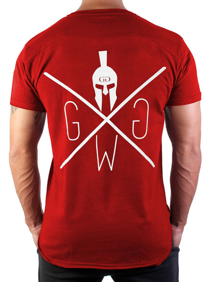 Rotes Gym T-Shirt für Herren mit weißem Brustlogo, Produktansicht