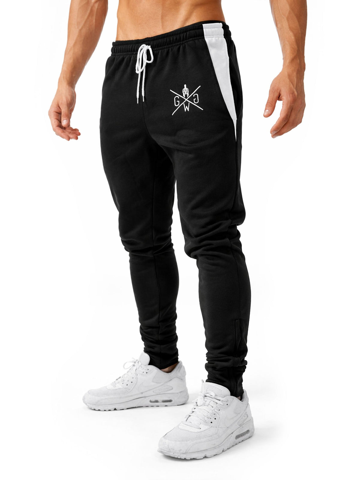 Gym Hose für Herren mit weißem Einsatz an der Hüfte, Seitenansicht
