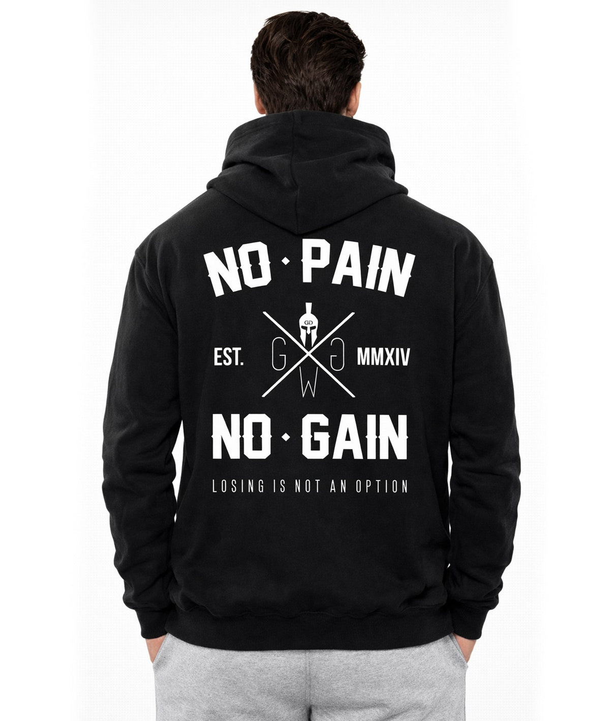 Herren Hoodie mit großem Schriftzug auf dem Rücken