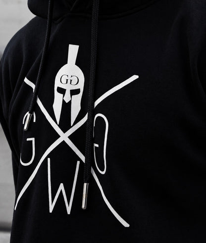 Spartaner-Print und Kordeln mit Silberkappen im Detail