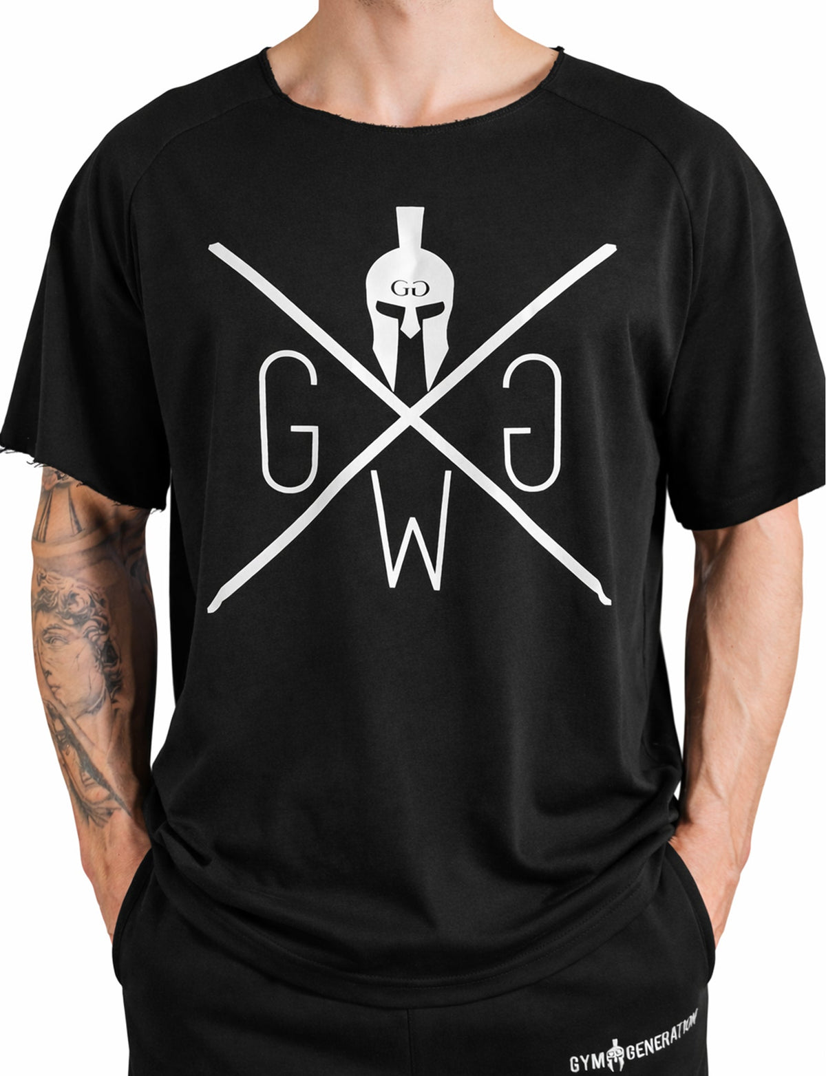 Schwarzes Pump Cover Shirt für Herren im Oversized-Schnitt, Vorderansicht