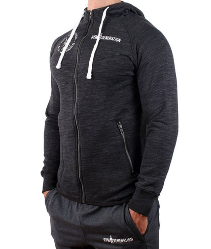 Sport Kapuzenpullover in Dunkelgrau, Seitenansicht