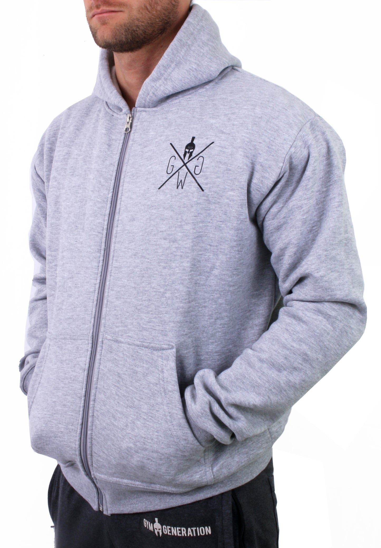 Maverick hoodie met rits - grijs