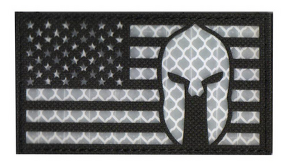Spartaner Helm US Flagge Patch Schwarz mit Klettverschluss